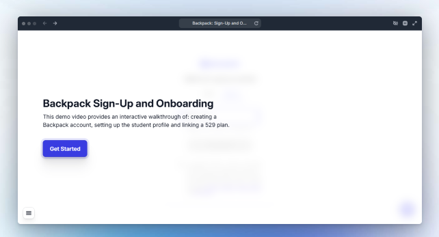 Backpack Sign-Up and Onboarding video